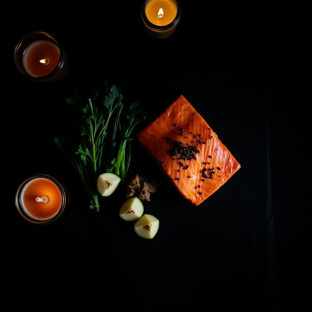 Cinematic dark nutrition plate