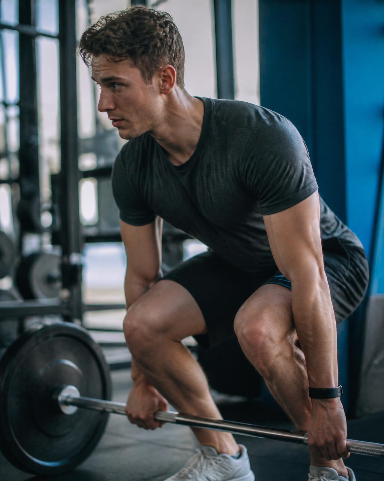Athlete lifting in cinematic gym